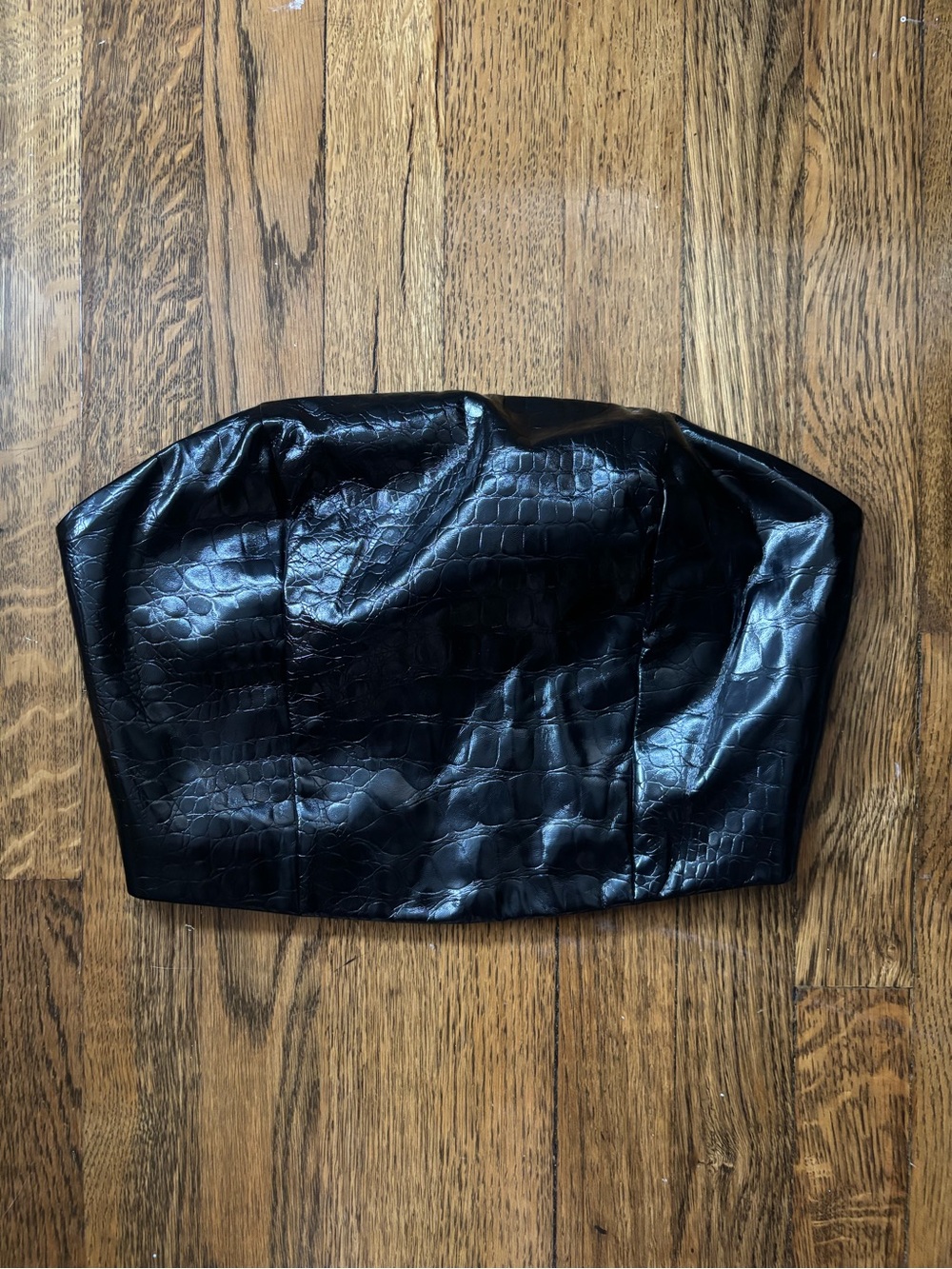 Fashion Nova Black Crocodile Bandeau Crop Top